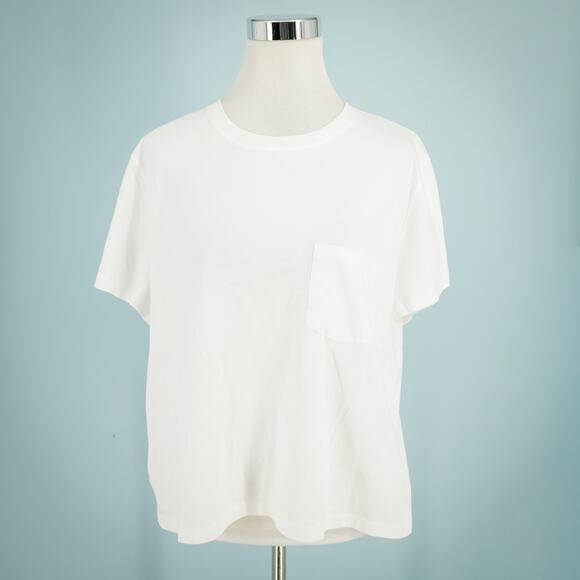 Everlane Size XL White Essential Box Cut Crew Neck Short Sleeve Cotton Knit Top - Picture 1 of 9